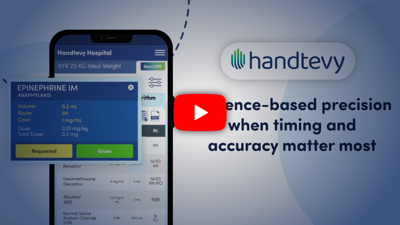 Handtevy hospital overview video showcasing pediatric dosing app for hospitals