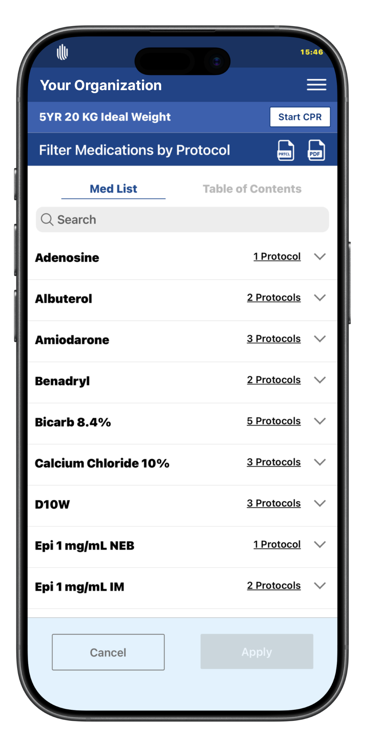 Screenshot: Medications List